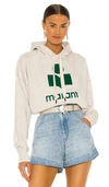 Isabel Marant Étoile Mansel Flocked Cotton-blend Jersey Hoodie In Green & Ecru