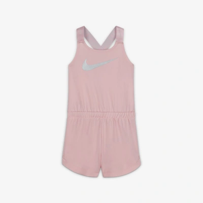 Nike Baby Girls Dri-fit Metallic Sports Romper In Arctic Pink