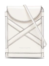 ALEXANDER MCQUEEN THE CURVE MICRO CROSSBODY BAG IN WHITE LEATHER