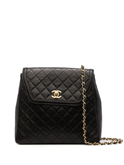 Pre-owned Chanel 1990 Medium Classic Flap Crossbody Bag In Black