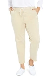 Nydj Plus Size Relaxed Trouser Pant With Frayed Hems And Cord Belt In Warm Sand