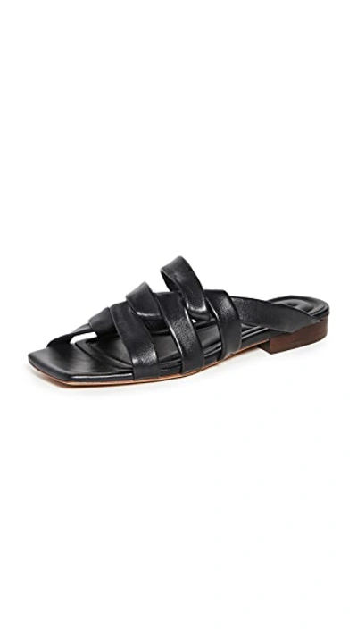 Vince Women's Zayna Square Toe Wrapped Leather Slide Sandals In Black