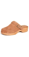 Re/done 70s Classic Suede Buckle Clogs In Cuoio Suede