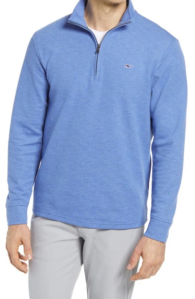 Vineyard Vines Men;s Saltwater Quarter Zip Performance Pullover In Blue Marlin