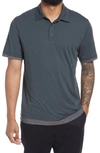 Vince Double Layer Polo In Evergreen/ Med H Grey