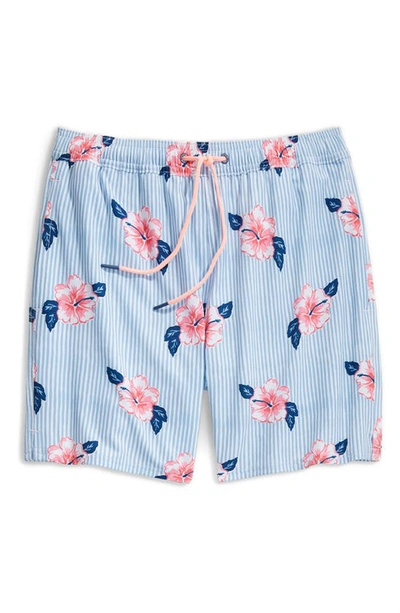 Vineyard Vines Chappy Stripe Swim Trunks In Jake Blue Print