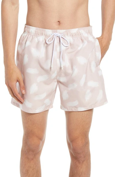 Ted Baker Mitchll Smudge Print Swim Trunks In Pink