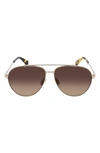 Lanvin 61mm Gradient Aviator Sunglasses In Gold/ Gradient Brown