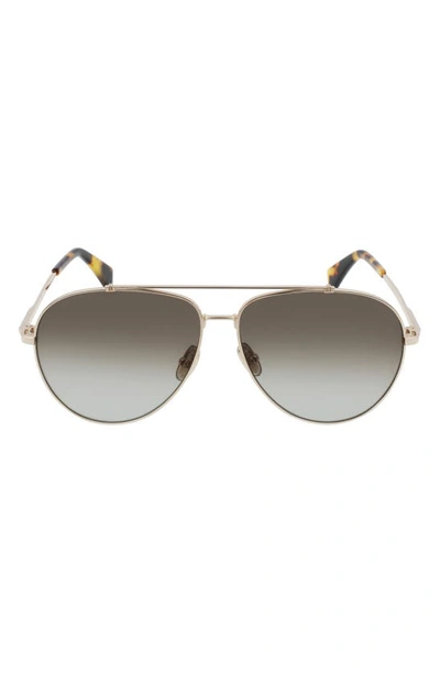 Lanvin 61mm Gradient Aviator Sunglasses In Gold/ Gradient Grey