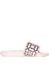 Ferragamo Groove Gancini Pool Slide Sandals In Pink