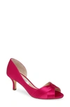 Nina Contesa Open Toe Pump In Persian Rose Satin