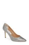 Nina 85 Pointy Toe Pump In Steel Fabric