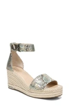 Franco Sarto Clemens Genuine Calf Hair Espadrille Wedge Sandal In Green Faux Leather