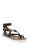 Franco Sarto Womens Faux Leather Cork Wedge Sandals In Black Faux Leather