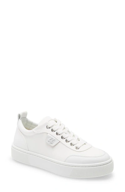 Christian Louboutin Simplerui Logo-detailed Leather-trimmed Canvas Trainers In Biancoivory