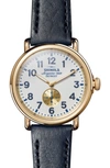 Shinola The Runwell Sub Second Leather Strap Watch, 41mm In Milky White Enamel