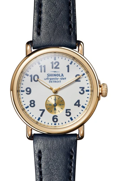 Shinola Men's 41mm Runwell Sub-second Leather Watch In Milky White Enamel