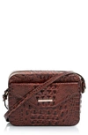 Brahmin Shea Croc Embossed Leather Crossbody Bag In Pecan