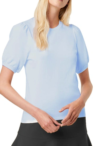 French Connection Puff-sleeve Crewneck Cotton Top In Blue