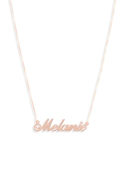 Melanie Marie Personalized Nameplate Necklace In Rose Gold Plated