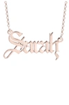 Melanie Marie Personalized Nameplate Necklace In Rose Gold Plated