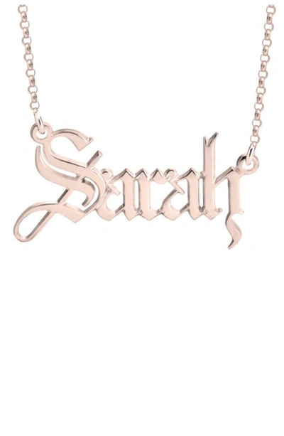 Melanie Marie Personalized Nameplate Necklace In Rose Gold Plated