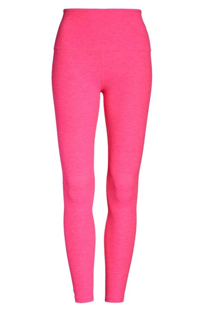 Beyond Yoga Caught In The Midi High Waist Leggings In Electric Pink Heather