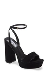 Steve Madden Lessa Womens Suede Ankle Strap Platform Heels In Black Suede