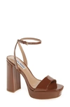 Steve Madden Lessa Platform Ankle Strap Sandal In Cognac Patent