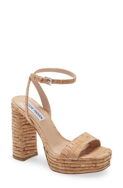 Steve Madden Lessa Platform Ankle Strap Sandal In Cork