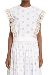 CHLOÉ EMBROIDERED COTTON EYELET TOP,C21AHT63403