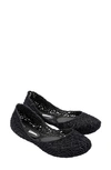 Melissa Campana Flow Flat In Black Glitter/ Black