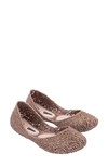 Melissa Women's Campana Open Weave Flats In Gold Glitter Clear/ Pink