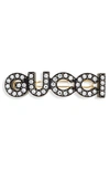 Gucci Crystal & Stud Barrette In Black
