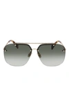 Lanvin Babe 64mm Gradient Oversize Aviator Sunglasses In Gold/ Gradient Green
