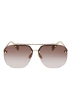 Lanvin Babe 64mm Gradient Oversize Aviator Sunglasses In Gold/ Gradient Brown