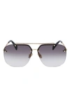 Lanvin Babe 64mm Gradient Oversize Aviator Sunglasses In Gold/ Gradient Grey