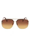Lanvin Babe 64mm Gradient Oversize Aviator Sunglasses In Gold/ Brown Orange