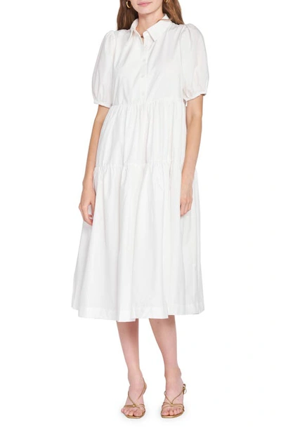En Saison Poplin Midi Shirtdress In Off White