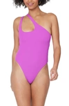 L*space Phoebe Classic One-shoulder Rib One-piece Swimsuit In Pitaya