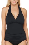 La Blanca Island Goddess D- & Dd-cup Halter Tankini Top In Black