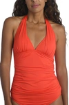 La Blanca Island Goddess Halter Tankini Top In Paprika