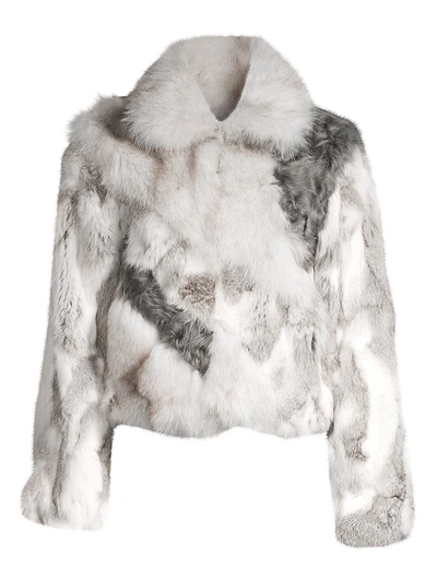 Adrienne Landau Women's Rabbit, Fox And Lamb Fur Crop Jacket In Grey