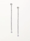 ADRIANA ORSINI SVELTE RHODIUM-PLATED SILVER & CUBIC ZIRCONIA LINEAR EARRINGS,400013569599