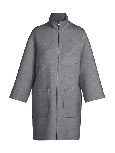 Agnona Mink-trim Cashmere-blend Zipped Jersey Coat In Flannel Grey Charcoal Grey
