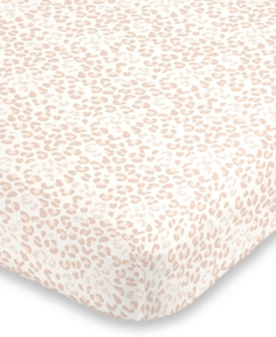Nojo Neutral Cheetah Super Soft Mini Crib Sheet Bedding In Pink