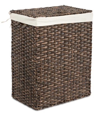 Seville Classics Foldable Rectangular Laundry Hamper With Lid & Canvas Liner In Mocha Brown