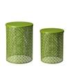 Glitzhome Multi-functional Metal Garden Stool Or Plant Stand Or Accent Table, Set Of 2 In Green