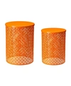 Glitzhome Multi-functional Metal Garden Stool Or Plant Stand Or Accent Table, Set Of 2 In Orange