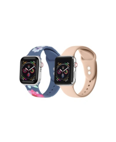 Posh Tech Unisex Light Blue Floral And Light Pink 2-pack Replacement Band For Apple Watch, 42mm In Assorted
